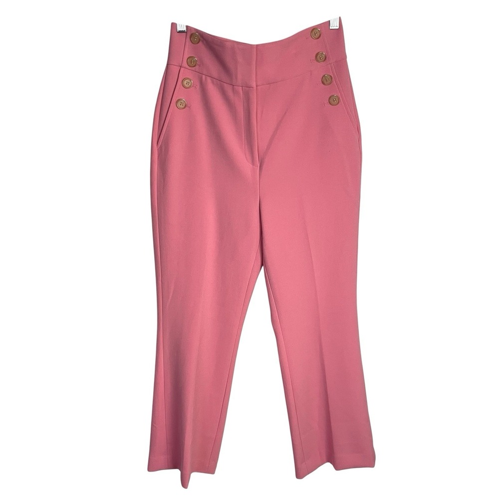 Halogen X Atlantic Pacific Womens Sailor Cropped Pants Size 4 Pink High Waist - Picture 1 of 7